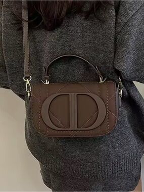 Macy's Brown Quilted Crossbody Bag with Top Handle